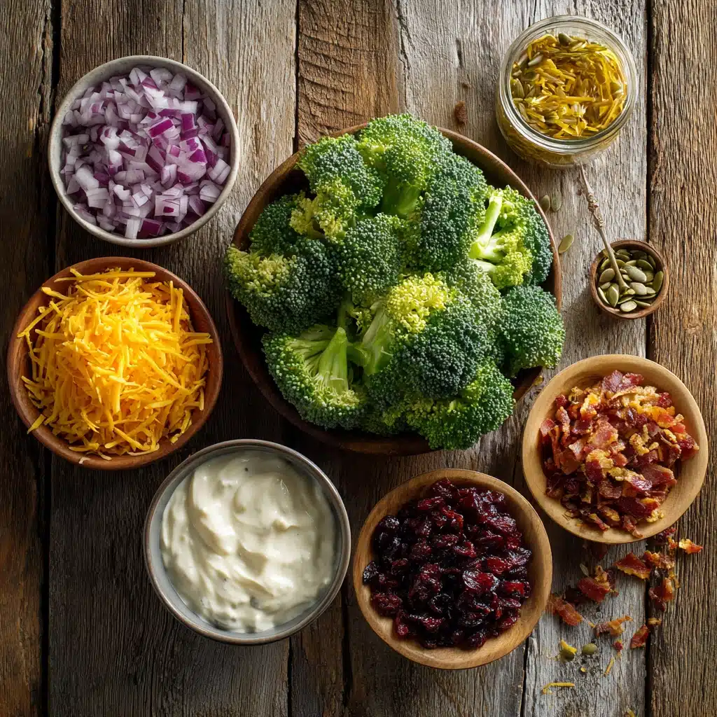 Broccoli Salad Casserole with Cheese and Bacon