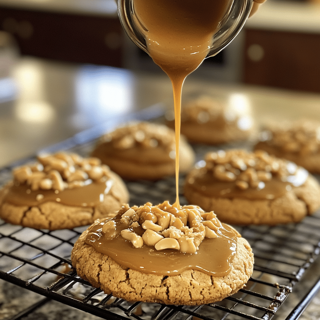 Caramel drizzle on cookies