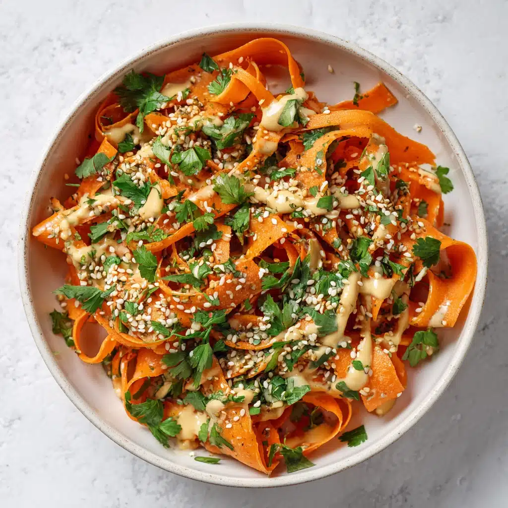 Carrot Ribbon Salad with sesame and cilantro