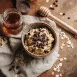 chickpea cookie dough in a rustic kitchen setting