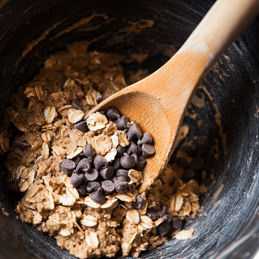 Mixing oatmeal bar batter
