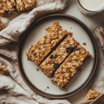 Oatmeal bars plated with milk