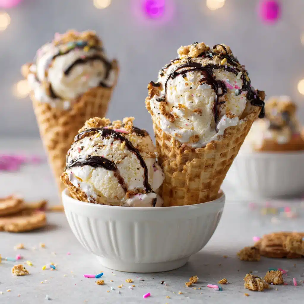 Serving 3 ingredient ice cream in cones and bowls