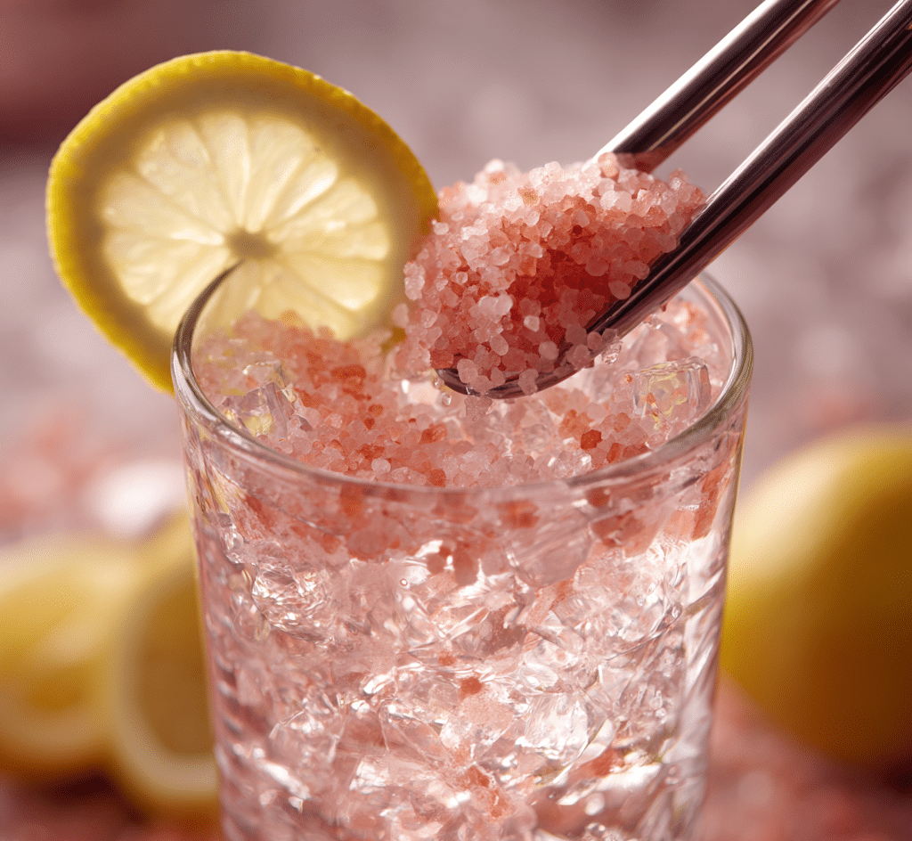 mixing pink salt in water