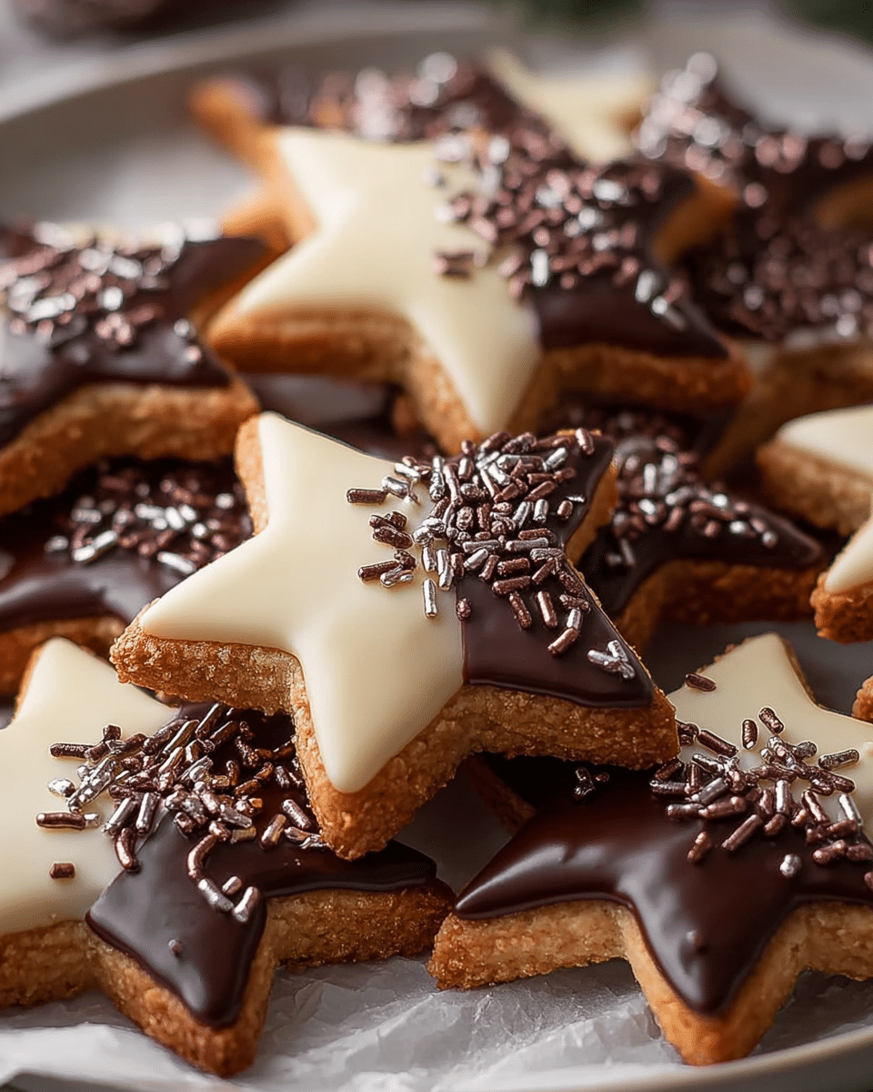 Dark Chocolate Dipped Shortbread Star Cookies – A Buttery, Festive Classic