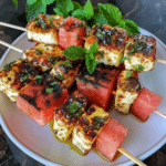 Fresh Grilled Halloumi and Watermelon Skewers Easy Recipe with Mint Lime Drizzle