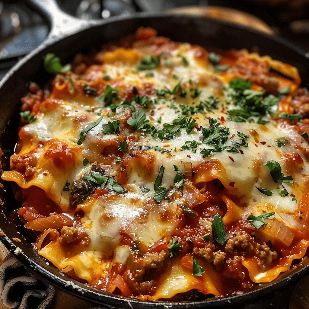 Easy One Pot Skillet Lasagna with Savory Flavor